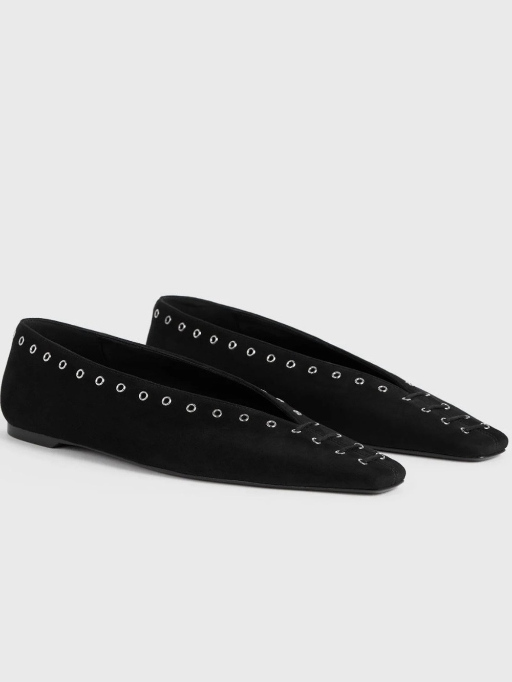 Toteme Suede lace-up ballerina flats